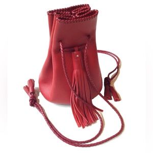 Wendy Nichol Red Leather Whipstitch Bullet Bag
